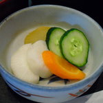 蕎麦 ひのや - 地鶏の親子丼セット　自家製漬け物