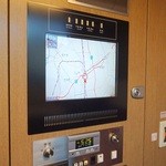 ダイニングカー　寝台特急　カシオペア - 部屋のモニターでどこを走っているかわかります