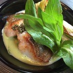 南部亭 - H28.3 魚料理 アイナメ 清流レタスや葉玉ねぎのローストとともに