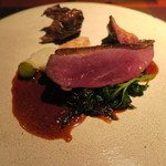 エクアトゥール - 28年2月　網採り琵琶湖鴨炭火焼き　肩・腿・胸、エシャロットソース