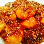 Boiled shrimp with chili sauce