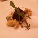 HILLTOP RESORT FUKUOKA - フワフワの「サワラのグリル　山菜のリゾットフリット添え」です｡