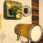 いち藤 - 生ビール、菜の花