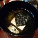 瓢亭 - とうふとのりなどの椀、これも美味しい。