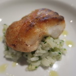 オステリア・オリエーラ - 28年3月　メヌケ　新筍と蕗、アオサのリゾット添え