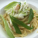 ラ・ソラシド フードリレーションレストラン - Bランチ、紅ズワイガニとうるい、秘伝豆のスパゲティ。