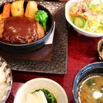 笠庵 賛否両論 - 松阪牛ハンバーグとご飯セット