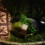 霞庭 まつばら - 帆立と菜の花の木の芽みそ和え