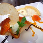 フランチェスカ - ドルチェ（リンゴチップ、ミントアイス、セミフレッド）＠francesca