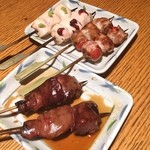 勇  - 炭火串焼き レバー ささみ(梅 わさび) トマト巻き