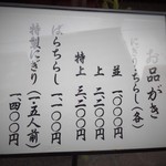 Unomaru - 店頭メニュー(16-03)