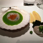 アペリティフ、帆立貝のポワレ