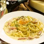 Carbonara with egg on top