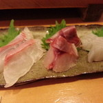 貴寿司 - 造り（石鯛、イサキ、河豚）