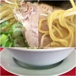 ラーメン山岡家 - アップ/麺/皿