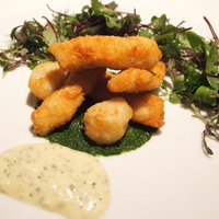 FURUYA　augastronome - ランチコース 4320円 のスズキと帆立のグージョネット 菜の花ソース、タルタルソース