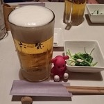 丹波地鶏とビオワイン 六賢 - 付け出し　500円　生ビーツ　　580円