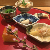 日本料理 太月 - 2016/3_鯛の子の含め煮 花の菜 鯛の白子 筍煮 白魚 卵焼き