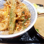 一心 金子 - 天丼とお味噌汁は完璧コンビ
