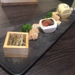 数の子のおかき揚げ、ニシン、田作  