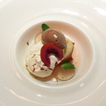 レフェルヴェソンス - （2016/3昼）酒粕のムースと酒粕ショコラアイスクリーム、お酒のババ、ブラッドオレンジ
