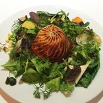 レフェルヴェソンス - （2016/3昼）アップルパイの様に #18〜鱈のブランダード、縮緬キャベツ、リンゴ、コンテチーズ、黒トリュフ、アメリケーヌソース、時季の野菜