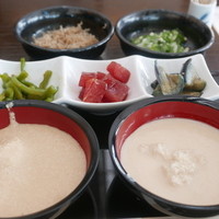 浅草むぎとろ 本店 - 麦とろとおかずをこんな感じでゲット、お代わりしまくり