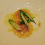 Convivio - 28年3月　ビーツのラビオリ　アスパラのラグー