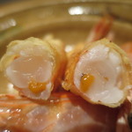 日本料理 幸庵 - 車海老の湯葉巻き揚げ断面アップ