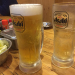 ケンジの串カツ - 生ビール450円とジンジャーエール250円