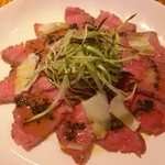 San Jacopino - 羊のカルパッチョ　紫アスパラガスとペコリーノチーズのせ