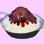 かき氷専門店　ドギャン - ・冷やし汁粉ミルク氷　750円
      「ミルク氷にトロ～リ十勝あんこ」（オリゴ糖使用）