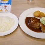 ガスト - ハンバーグ＆若鶏のもろみ味噌焼き+スペシャルセット：699円+489円+消費税