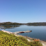 パイナップル - 入鹿池❗️まだ桜は早かったですね❗️向こうに見えるは明治村❗️蒸気機関車の黒煙も❗️