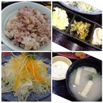 とんかつ濱かつ - ◆ご飯は「白飯」と「麦飯」から選べますので「麦飯」を。
            ◆キャベツは「せん切り」「角切り」から選びます。
            ◆お漬物もお代わり可能。
            ◆お味噌汁は「赤みそ」「白みそ」を選べます。