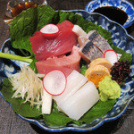 竹ざき - 3】向附:ひっさげまぐろ&とろ にしん 鮟肝 やりいか(2016.3)