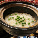 竹ざき - 8】食事:豆の土鍋ご飯(2016.3)