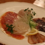 ステーキレストランそうま - 前菜にお魚マリネを事前に予約しておきました～