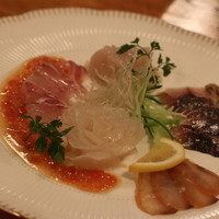 ステーキレストランそうま - 前菜にお魚マリネを事前に予約しておきました～