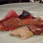 鮨 波やし - (3/27)刺身
      　・生本マグロ
      　・〆サバ
      　・ツブ貝
      　・シマエビ
      　・ホタルイカ