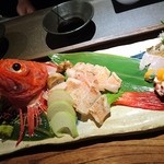 かがやき - (3/28)刺し盛り
      　・網走産１本釣りきんき活き造り
      　・アブラメ
      　・カワハギ
      　・マダコ