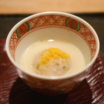 虎白 - 「先付」海老芋団子のからすみ掛け白味噌餡掛け 2016年1月