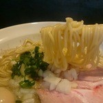 丿貫 - カマスそば・750円　ウズラの味玉・50円