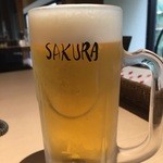 サクラ - 風呂上がりなのでBEERですね。ちゃんと電車と送迎バスで来た甲斐がありました。