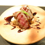 銀座 よし澤 - 強肴　佐賀牛のサーロイン　海老芋　バルサミコ酢