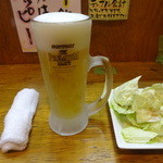 ５０円やきとり 豚゛竜 - 生ビール：165円