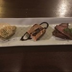 Teppanyaki Gurou - 前菜3種 ポテトサラダ テリーヌ 鴨のロースト どれも微妙