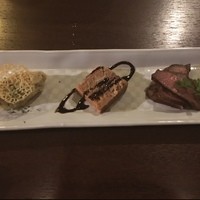 鉄板焼 grow 六本木店 - 前菜3種 ポテトサラダ テリーヌ 鴨のロースト どれも微妙