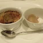 北島亭 - 2016.04　カルバドスのクリームブリュレ、リンゴのコンポートと共に