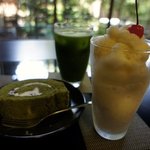 蔦屋茶寮 - ロールケーキセットとミルクセーキ